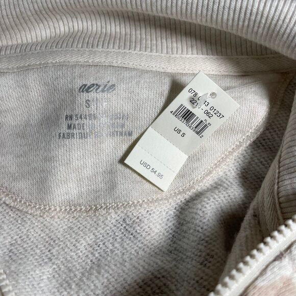 Aerie Small Oversized Animal Print Leopard Cream Brown Collared Sweater‎ V Neck - Picture 4 of 10